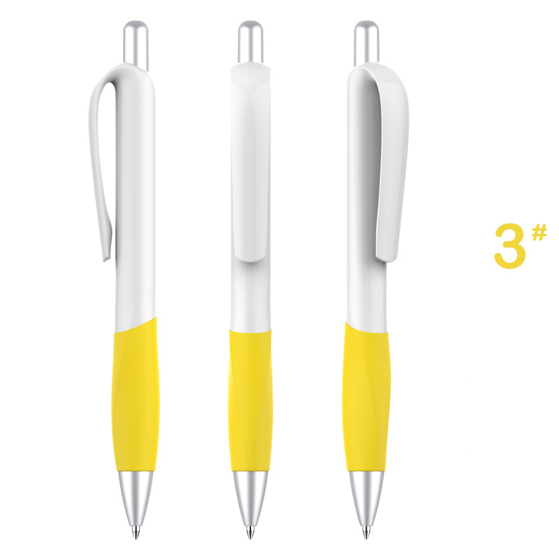 Souvenir Retractable Grip Pen - White Barrel with Yellow Grip