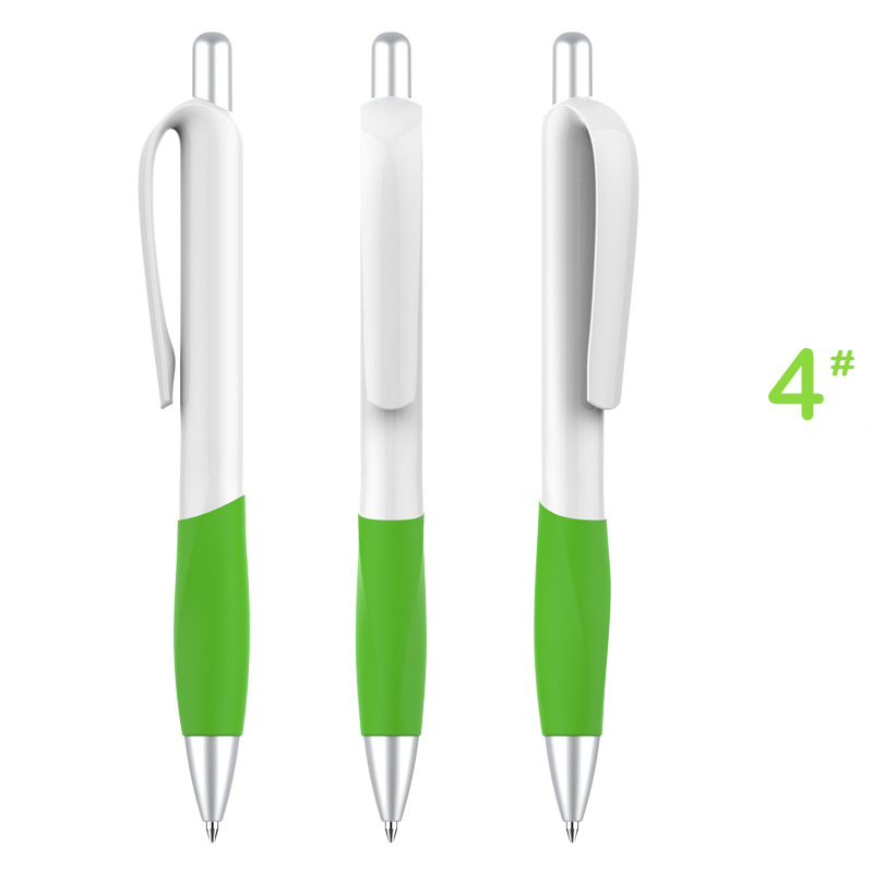 Souvenir Retractable Grip Pen - White Barrel with Green Grip