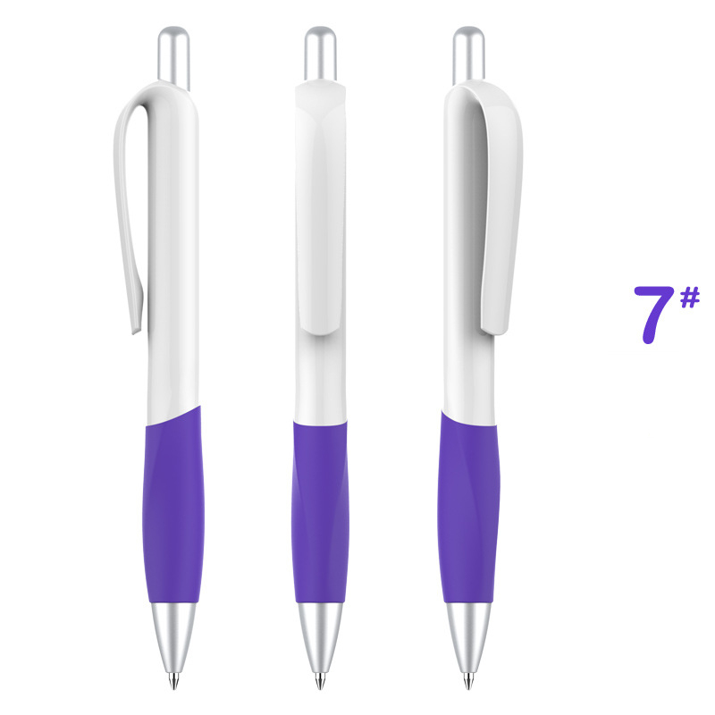 Souvenir Retractable Grip Pen - White Barrel with Purple Grip