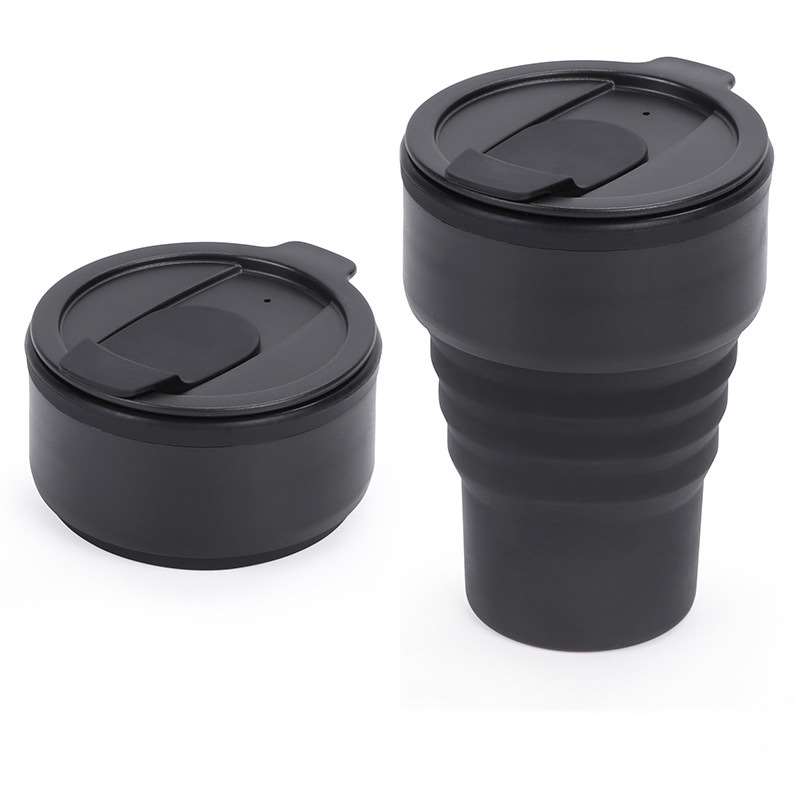 Black Silicone Collapsible Coffee Mug