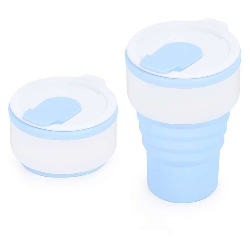 Light Blue Silicone Collapsible Coffee Mug