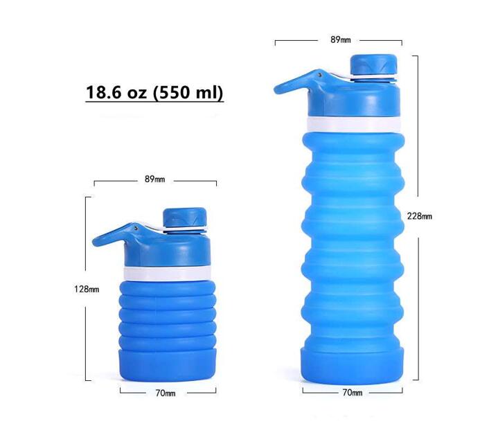 Foldable Silicone Water Bottle – 18.6 oz