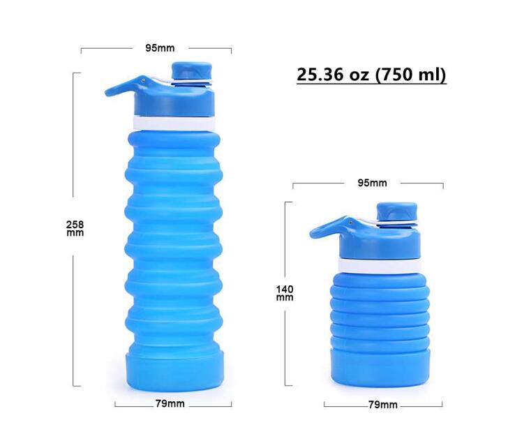 Foldable Silicone Water Bottle – 25.36 oz